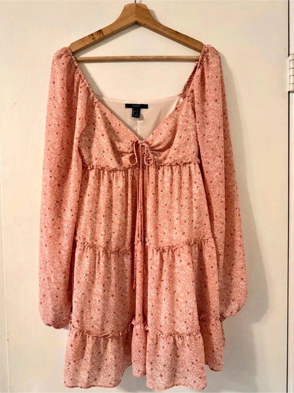 Forever 21 Pink Floral Tiered Mini Dress Like New